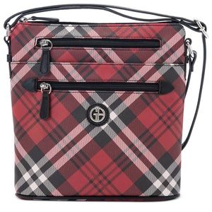 NWT: GIANI BERNINI Red Plaid North South Crossbody Bag✨